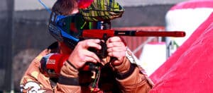 Photo of paintball player aiming